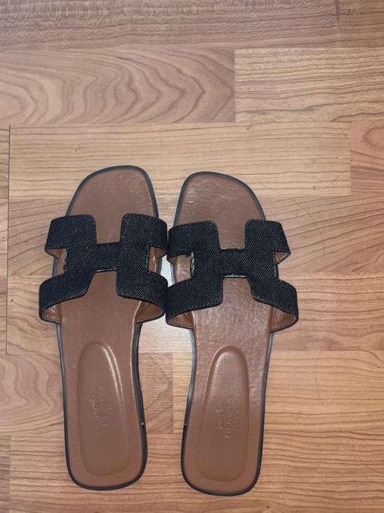 Hermes Shoes - Hermes Black and Brown Women's Slide Sandals